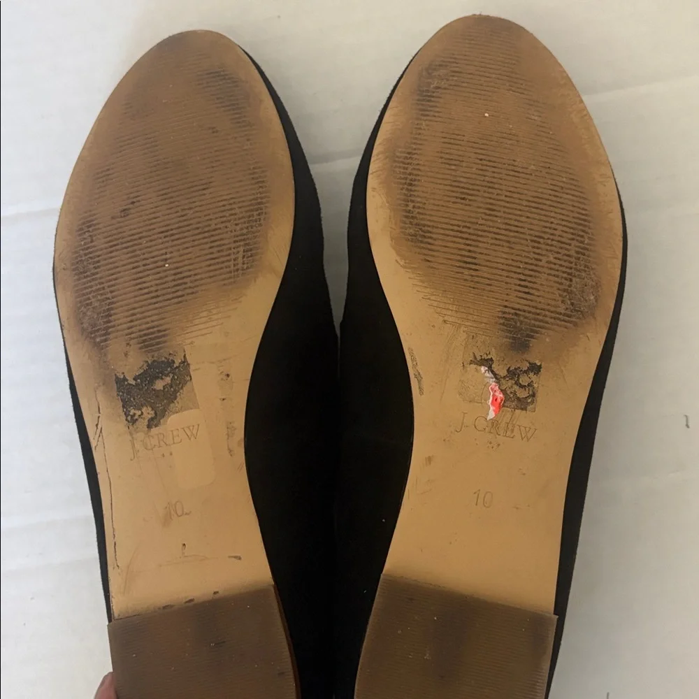 J. Crew Black Suede leather  AA524 Smoking Loafers, size 10